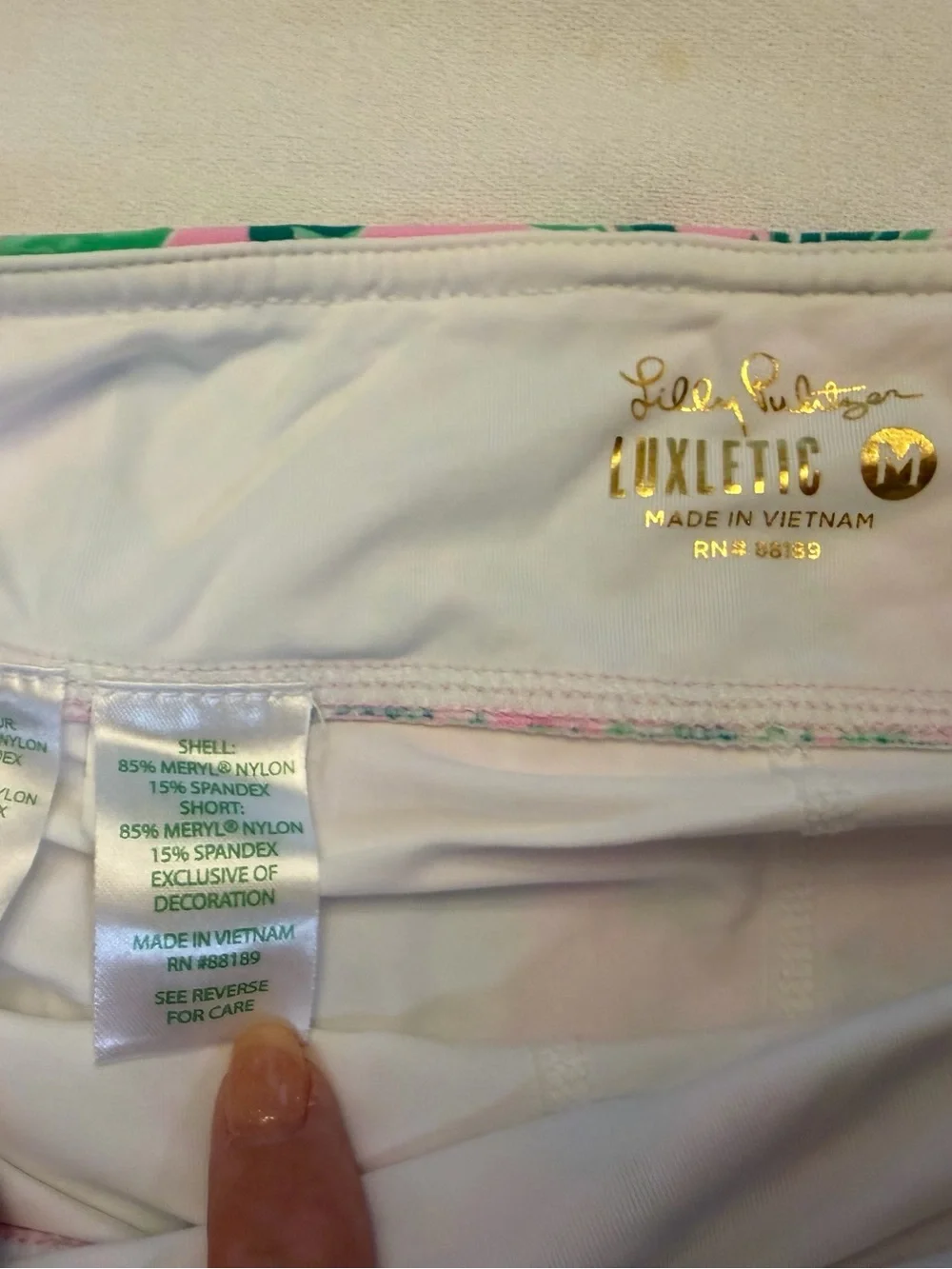 Lilly Pulitzer Fern Luxletic Ruffle Skort M Always Worth It Pink Green Palm